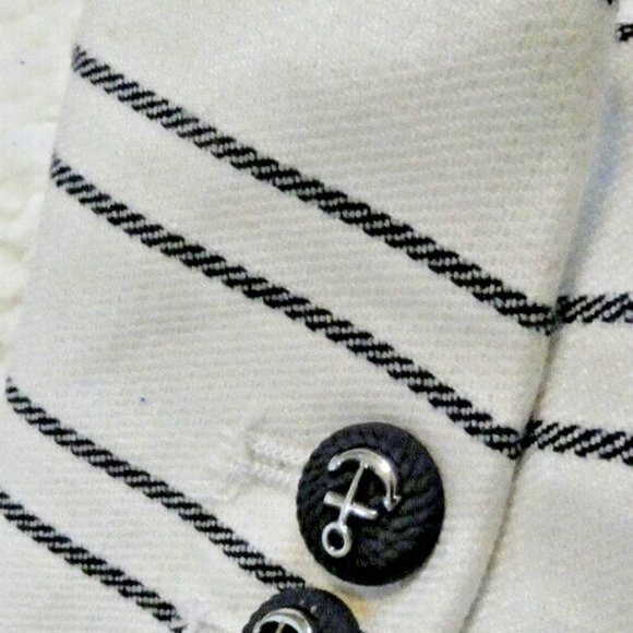 Cream Jacket Black Stripe Zara Basic Winter White Office Work Wear Woman S - Picture 6 of 10